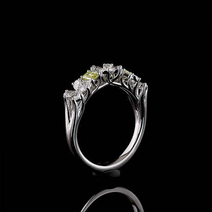 0.79 CTTW Emerald Lab Grown Diamond Special Ring Sz. 6.5 (FV.YL Color and VS2 Clarity)