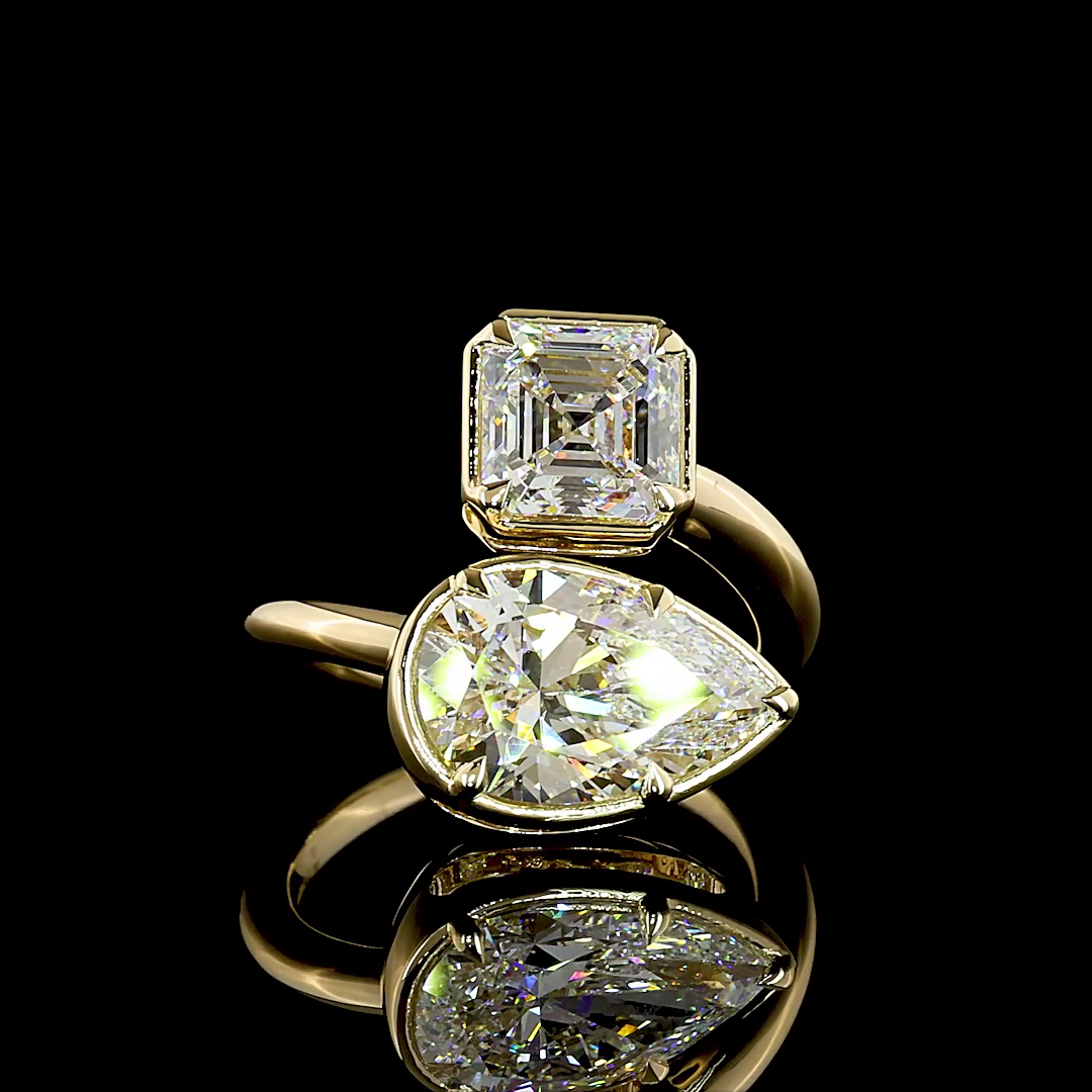 5.64 CTTW Pear Lab Grown Diamond Toi et Moi Ring Sz. 6.5 (F Color and VS1 Clarity)