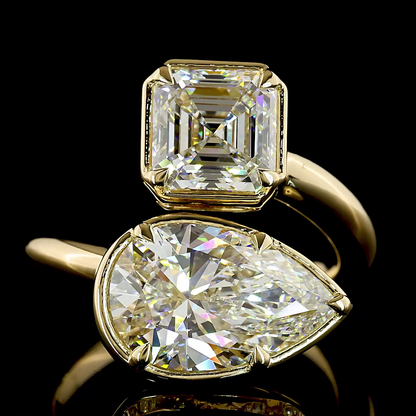 5.64 CTTW Pear Lab Grown Diamond Toi et Moi Ring Sz. 6.5 (F Color and VS1 Clarity)