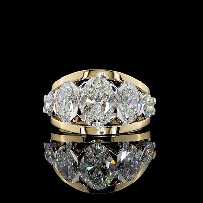5.01 CTTW Oval Lab Grown Diamond 5 Stones Ring Sz. 6.5 (E Color and VVS2 Clarity)