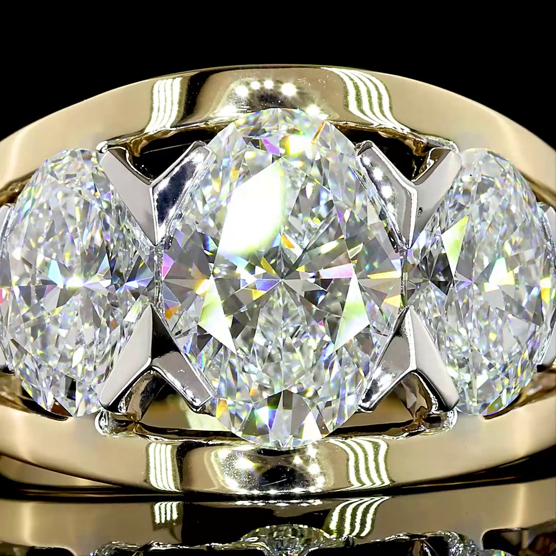 5.02 CTTW Oval Lab Grown Diamond 5 Stones Ring Sz. 6.5 (F Color and VVS2 Clarity)
