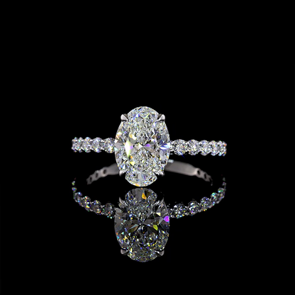 2.74 CTTW Oval Lab Grown Diamond Solitaire Diamond Shank Ring Sz. 7 (F Color and VS1 Clarity)
