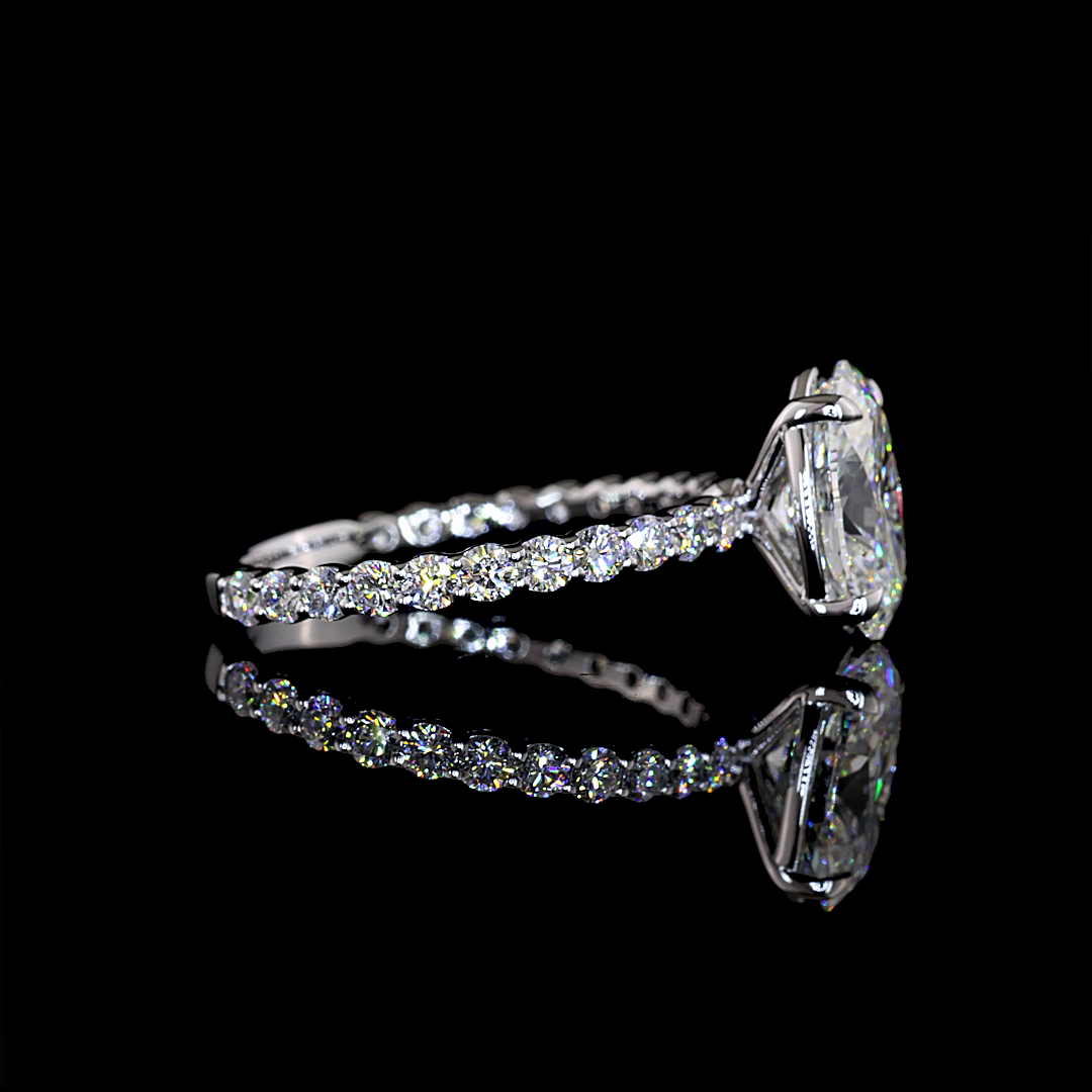 2.74 CTTW Oval Lab Grown Diamond Solitaire Diamond Shank Ring Sz. 7 (F Color and VS1 Clarity)