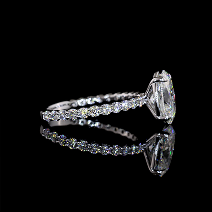 2.74 CTTW Oval Lab Grown Diamond Solitaire Diamond Shank Ring Sz. 7 (F Color and VS1 Clarity)
