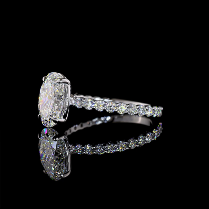 2.74 CTTW Oval Lab Grown Diamond Solitaire Diamond Shank Ring Sz. 7 (F Color and VS1 Clarity)