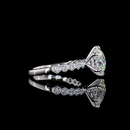3.04 CTTW Round Lab Grown Diamond Solitaire Diamond Shank Ring Sz. 6 (E Color and VS1 Clarity)