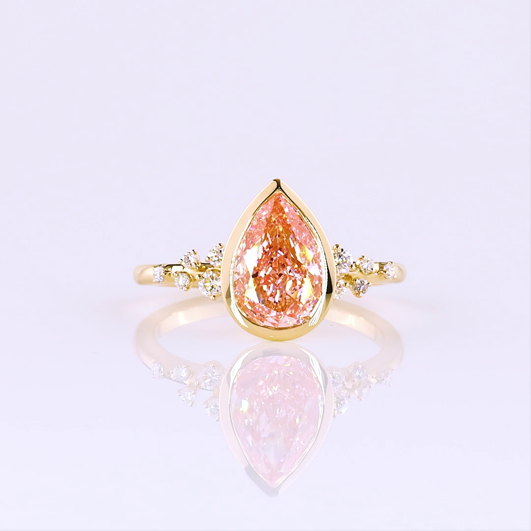 2.09 CTTW Pear Lab Grown Diamond Special Ring Sz. 6.5 (FV.P Color and VVS2 Clarity)