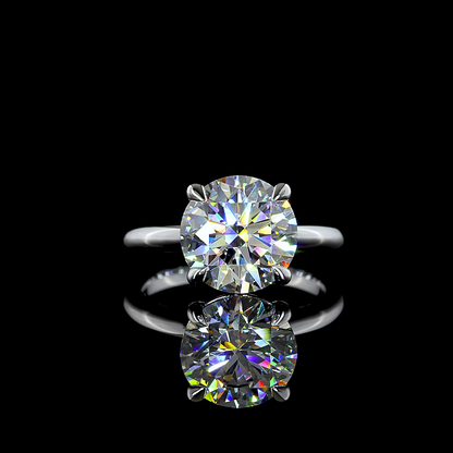 4.03 CT Round Lab Grown Diamond Solitaire Ring Sz. 6.5 (F Color and VVS2 Clarity)
