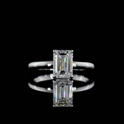 1.52 CT Emerald Lab Grown Diamond Solitaire Ring Sz. 6.5 (D Color and VVS2 Clarity)