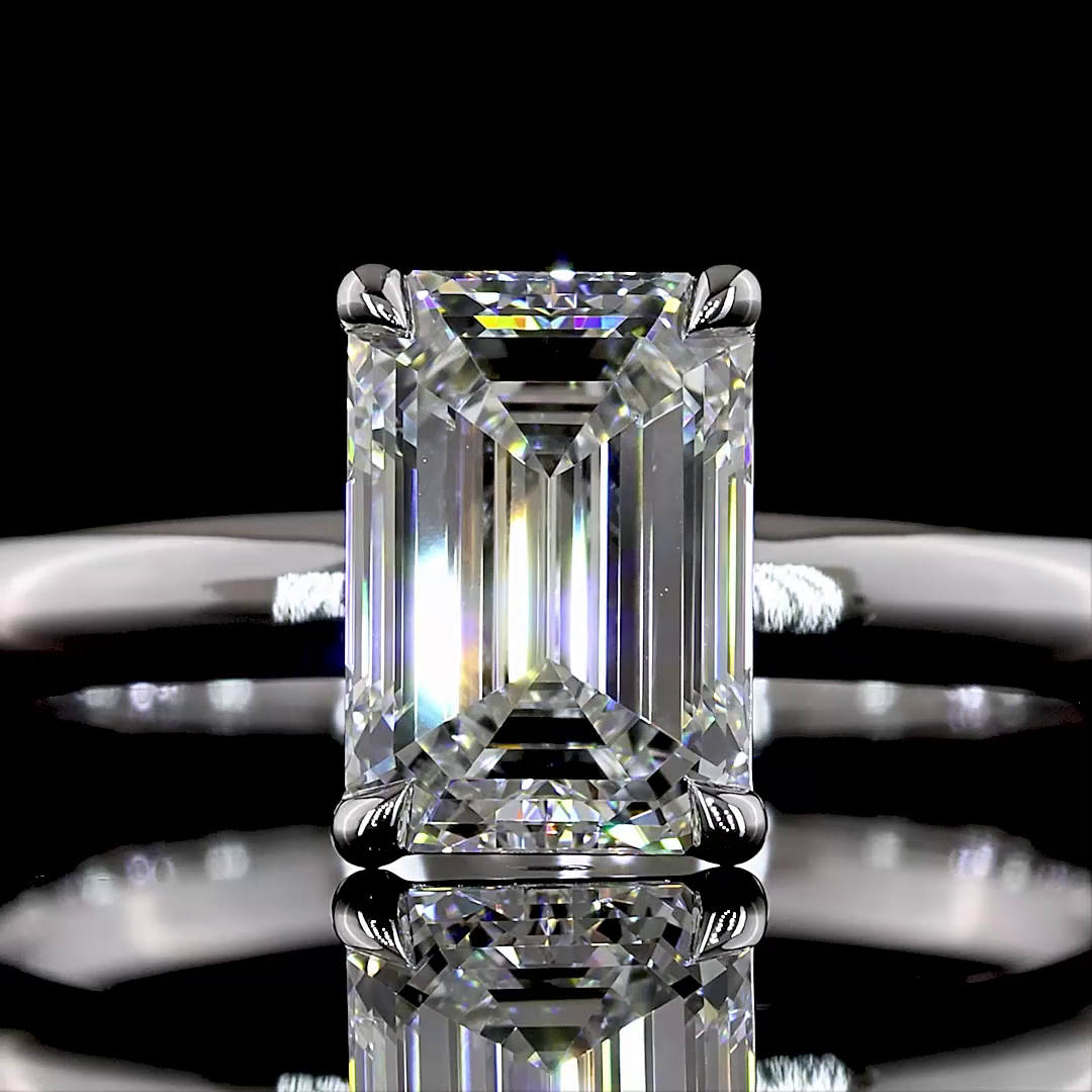 1.52 CT Emerald Lab Grown Diamond Solitaire Ring Sz. 6.5 (D Color and VVS2 Clarity)