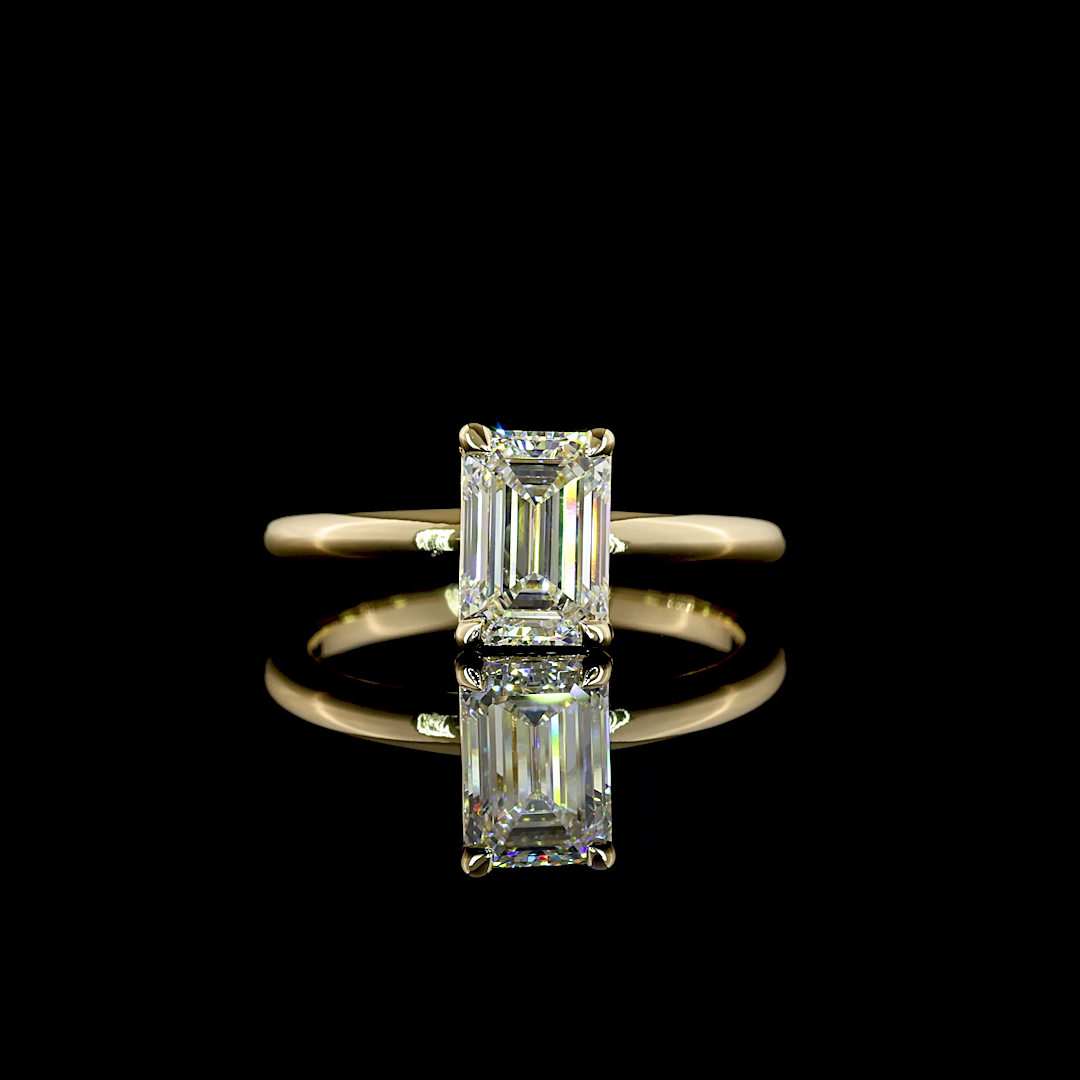 1.58 CT Emerald Lab Grown Diamond Solitaire Ring Sz. 6.5 (E Color and VVS2 Clarity)