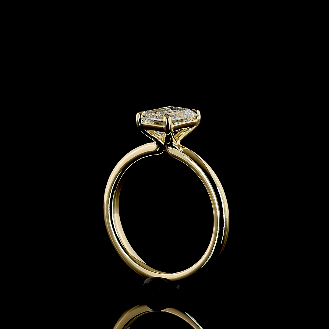 1.58 CT Emerald Lab Grown Diamond Solitaire Ring Sz. 6.5 (E Color and VVS2 Clarity)