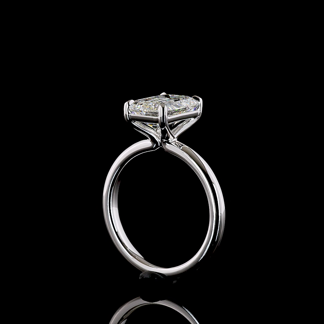3.05 CT Emerald Lab Grown Diamond Solitaire Ring Sz. 6.5 (E Color and VVS2 Clarity)