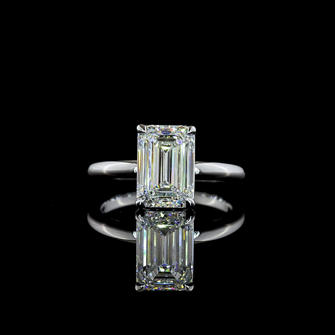 3.14 CT Emerald Lab Grown Diamond Solitaire Ring Sz. 6.5 (F Color and VVS2 Clarity)