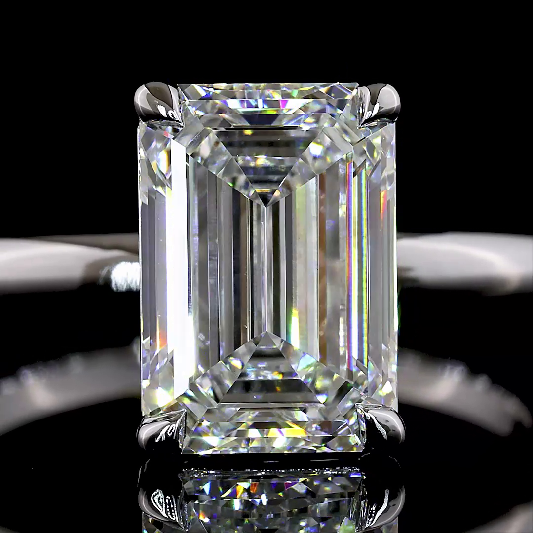3.14 CT Emerald Lab Grown Diamond Solitaire Ring Sz. 6.5 (F Color and VVS2 Clarity)