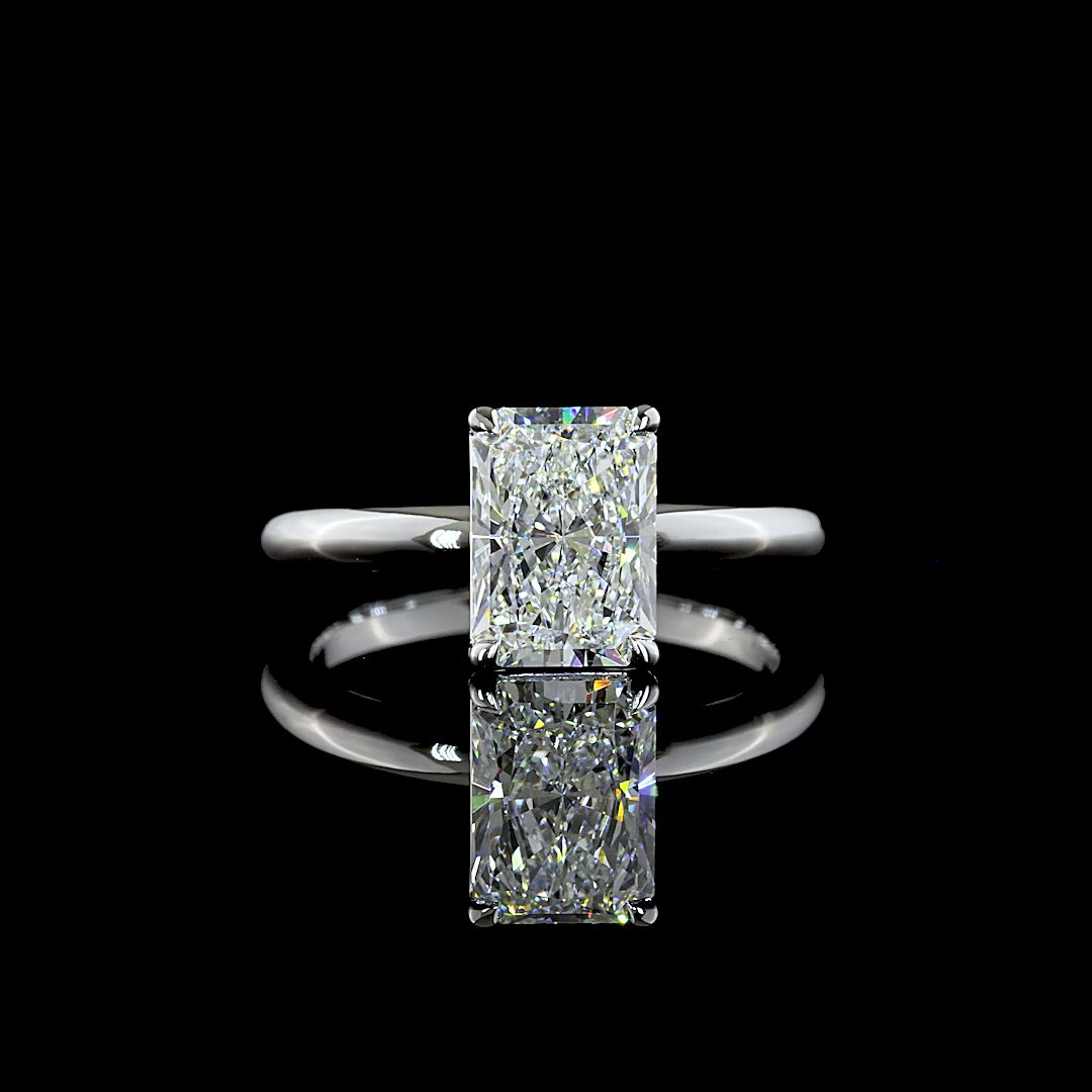 2.05 CT Radiant Lab Grown Diamond Solitaire Ring Sz. 6.5 (E Color and VVS2 Clarity)