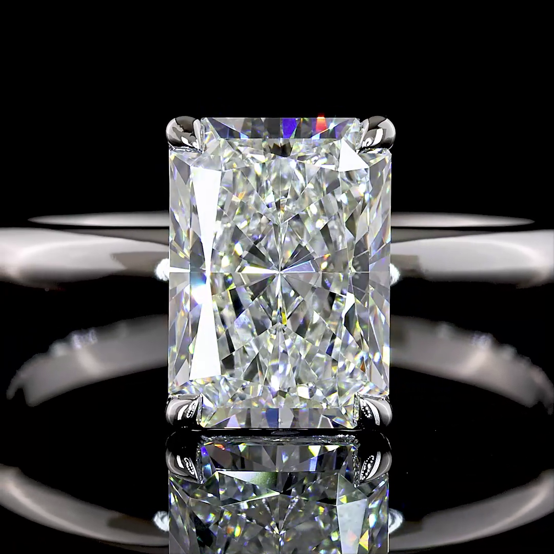 2.05 CT Radiant Lab Grown Diamond Solitaire Ring Sz. 6.5 (E Color and VVS2 Clarity)