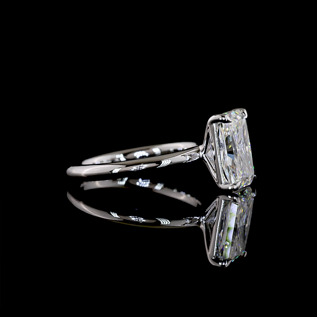 3.07 CT Radiant Lab Grown Diamond Solitaire Ring Sz. 6.5 (F Color and VS1 Clarity)