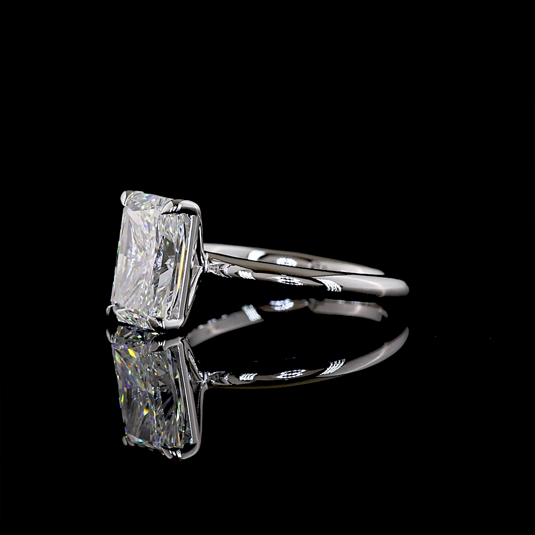 3.07 CT Radiant Lab Grown Diamond Solitaire Ring Sz. 6.5 (F Color and VS1 Clarity)