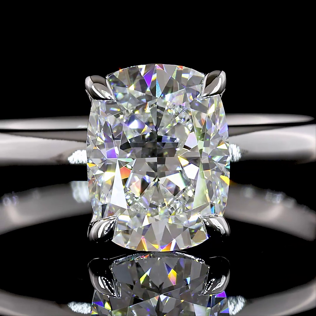1.52 CT Cushion Brilliant Lab Grown Diamond Solitaire Ring Sz. 6.5 (D Color and VVS2 Clarity)