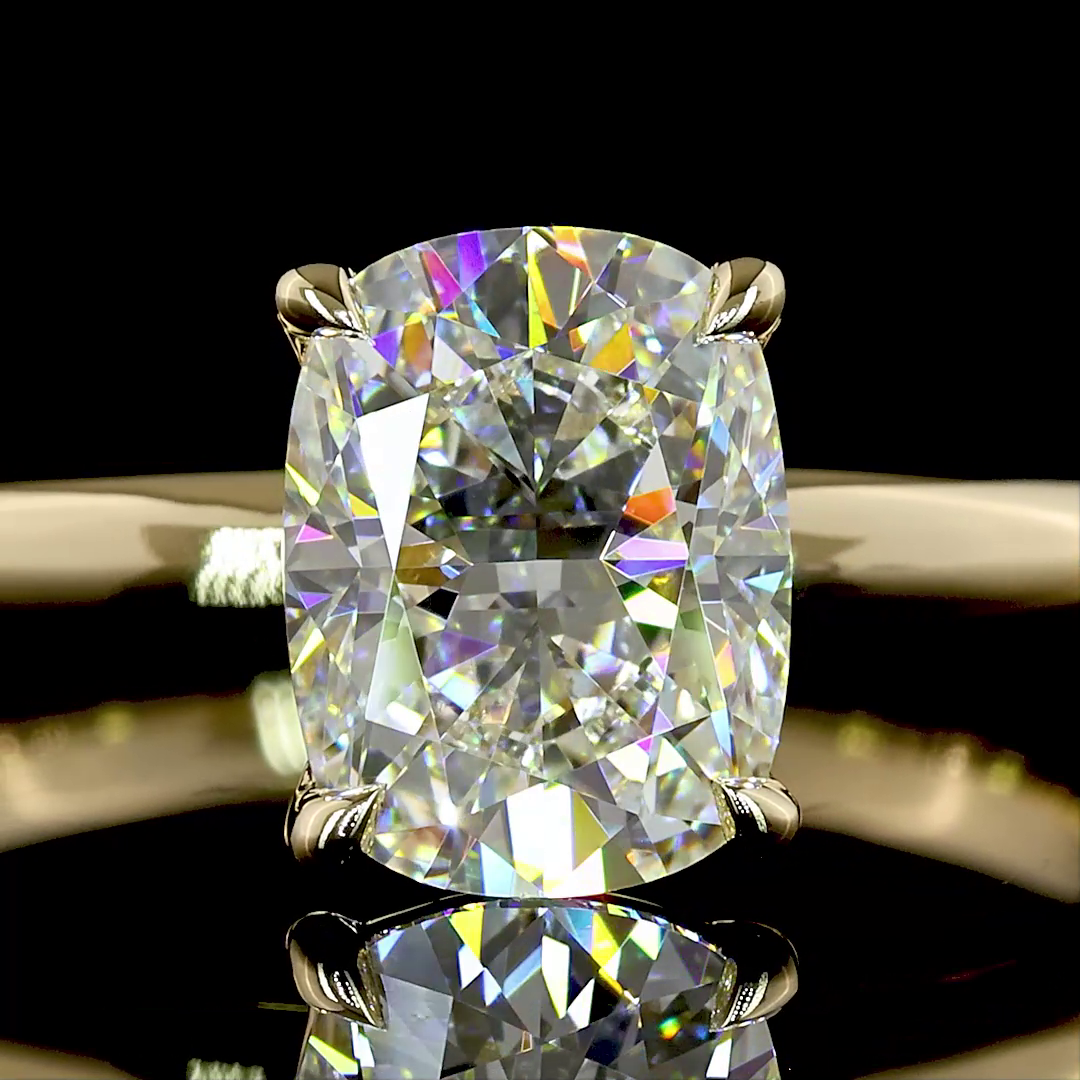 1.55 CT Cushion Brilliant Lab Grown Diamond Solitaire Ring Sz. 6.5 (D Color and VVS2 Clarity)