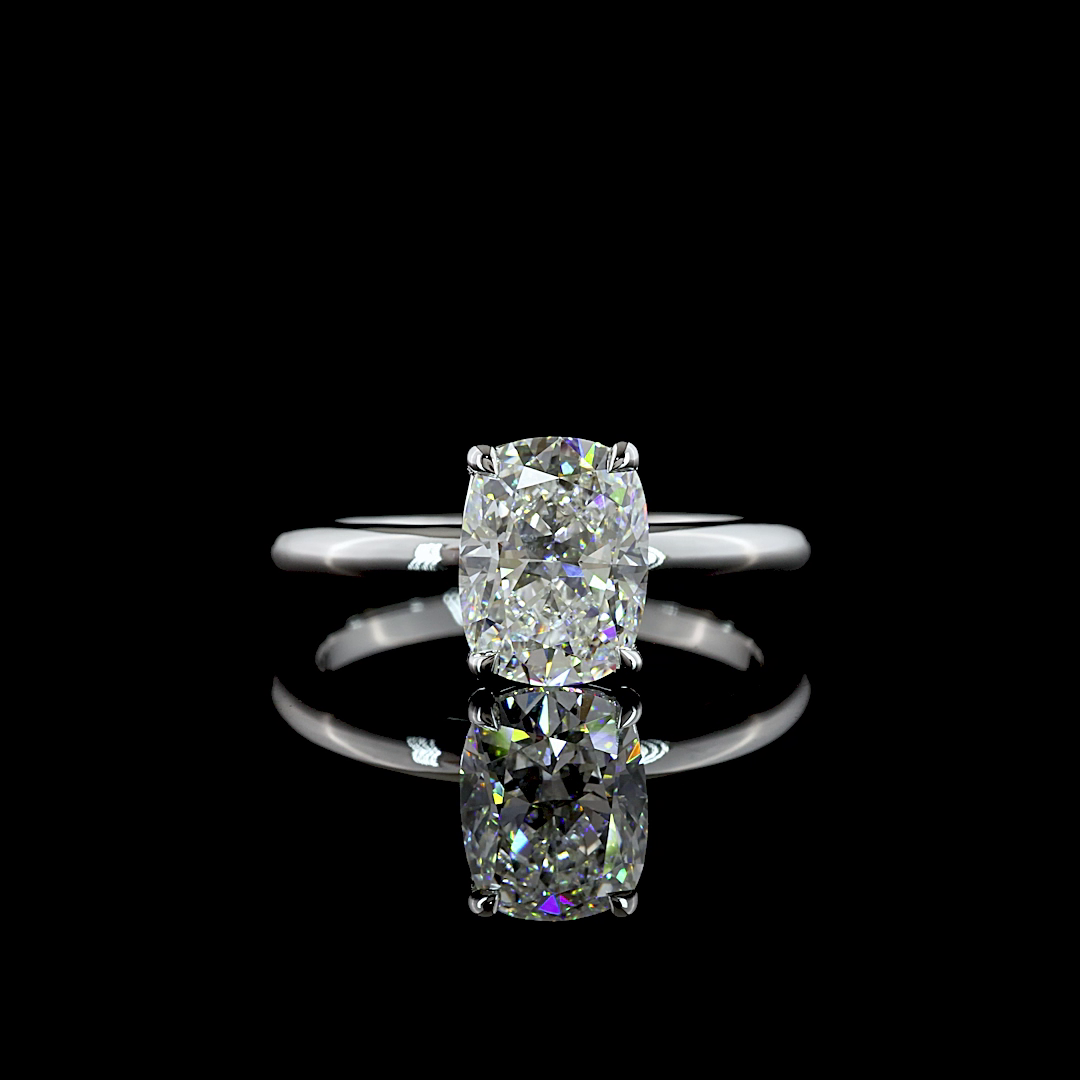 2.12 CT Cushion Brilliant Lab Grown Diamond Solitaire Ring Sz. 6.5 (F Color and VVS1 Clarity)
