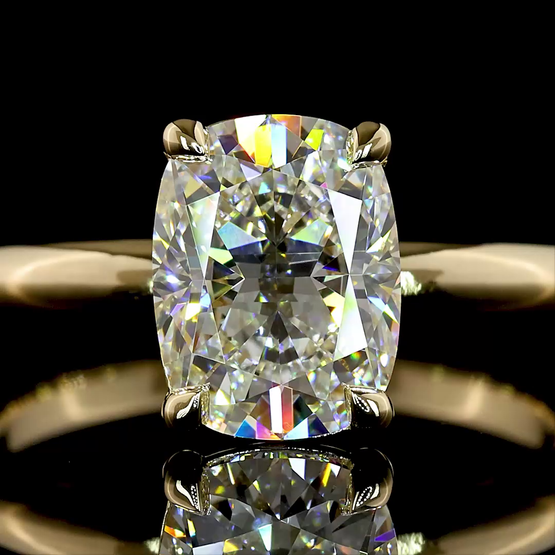 2.02 CT Cushion Brilliant Lab Grown Diamond Solitaire Ring Sz. 6.5 (E Color and VVS2 Clarity)