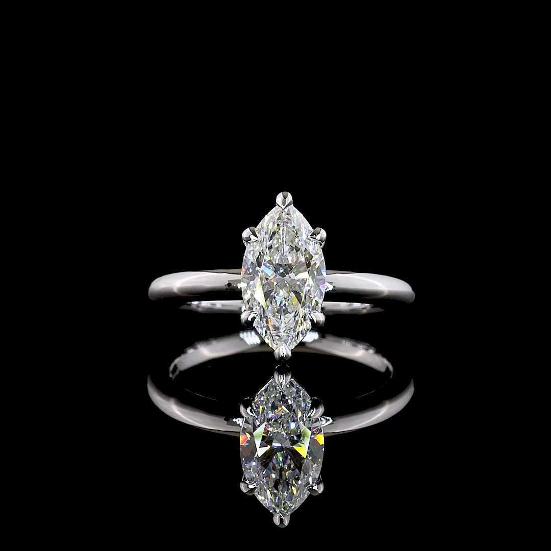 1.56 CT Marquise Lab Grown Diamond Solitaire Ring Sz. 6.5 (E Color and VVS1 Clarity)