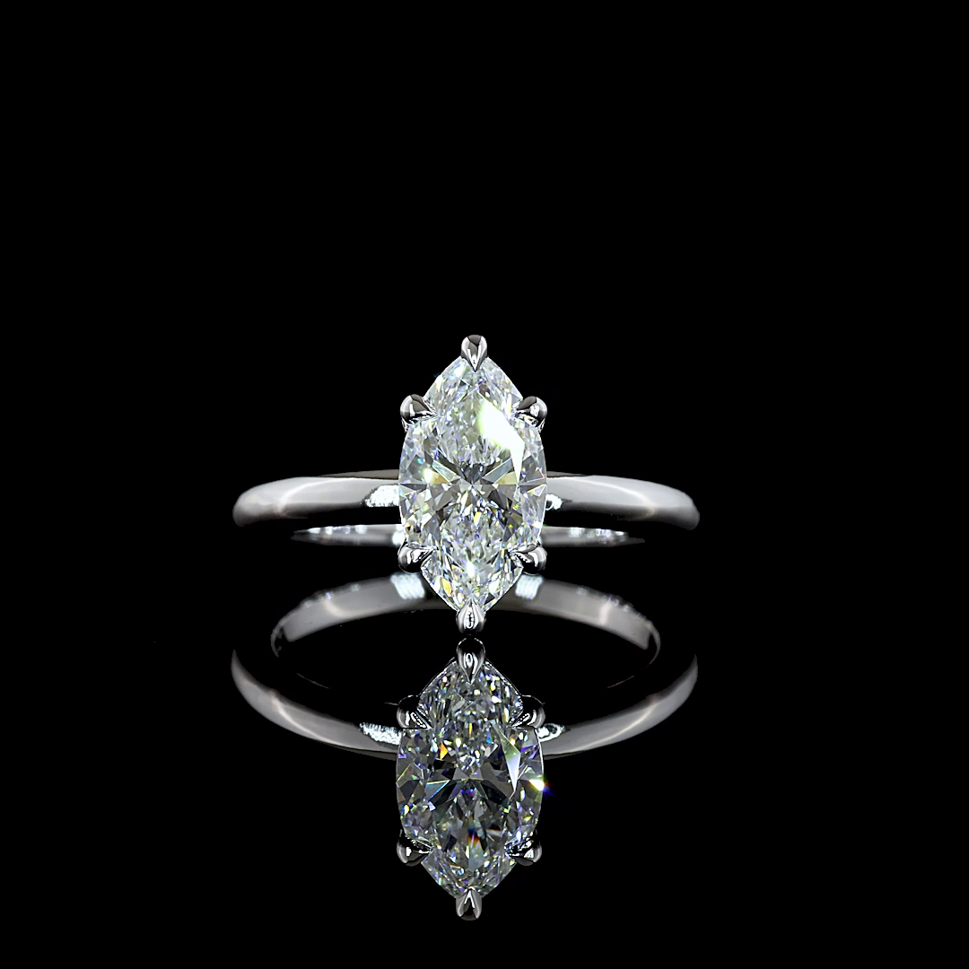 1.56 CT Marquise Lab Grown Diamond Solitaire Ring Sz. 6.5 (E Color and VVS2 Clarity)