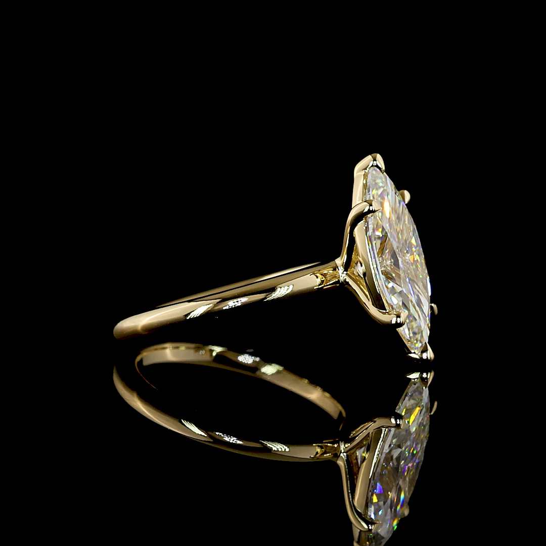 3.18 CT Marquise Lab Grown Diamond Solitaire Ring Sz. 6.5 (F Color and VVS2 Clarity)