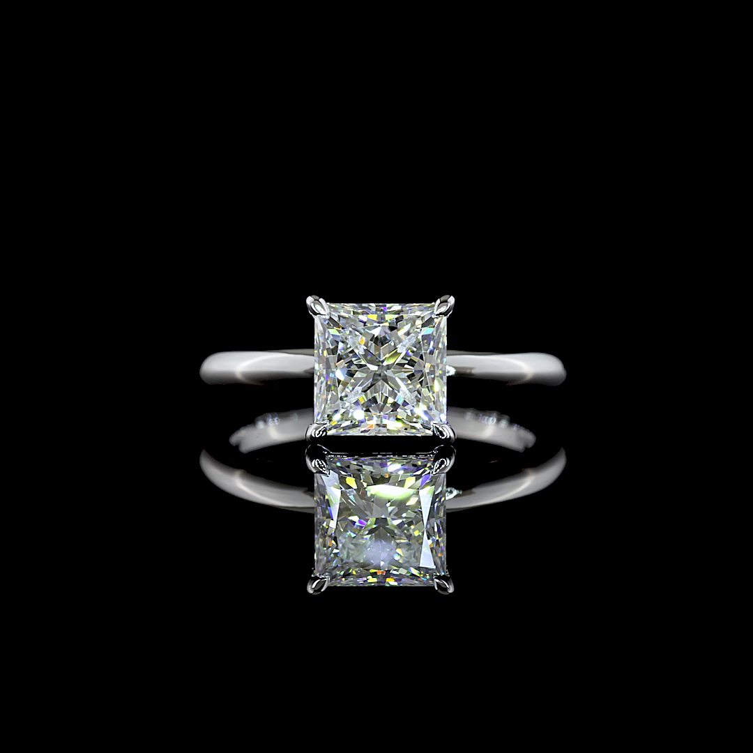 2.04 CT Princess Lab Grown Diamond Solitaire Ring Sz. 6.5 (E Color and VS1 Clarity)