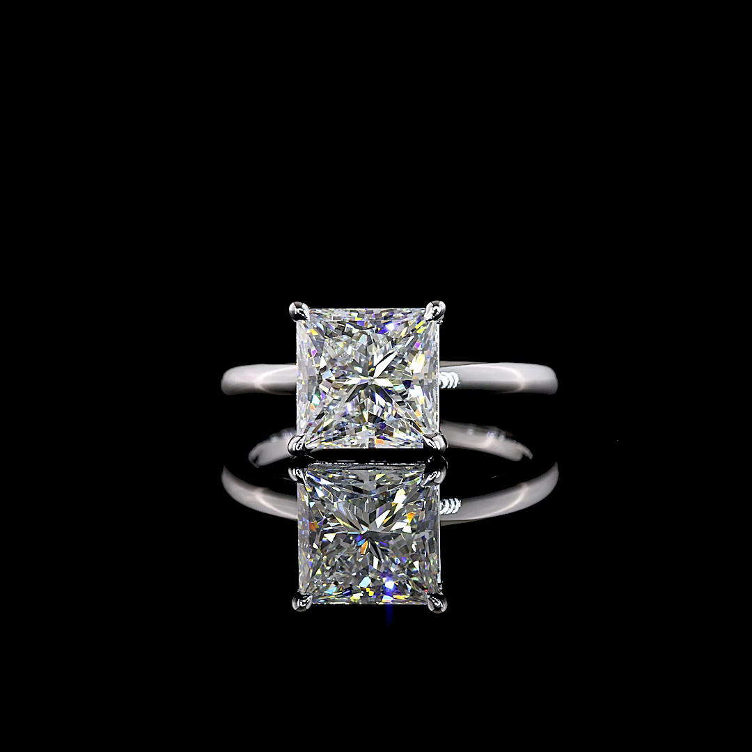 3.08 CT Princess Lab Grown Diamond Solitaire Ring Sz. 6.5 (E Color and VVS2 Clarity)