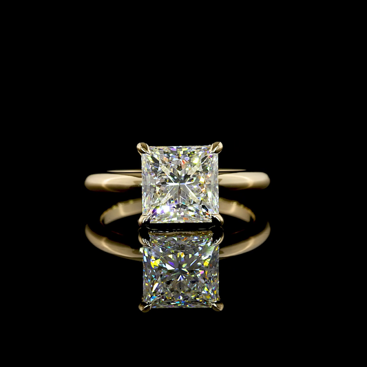 3.18 CT Princess Lab Grown Diamond Solitaire Ring Sz. 6.5 (F Color and VVS2 Clarity)