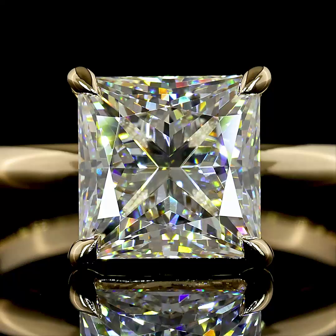 3.18 CT Princess Lab Grown Diamond Solitaire Ring Sz. 6.5 (F Color and VVS2 Clarity)