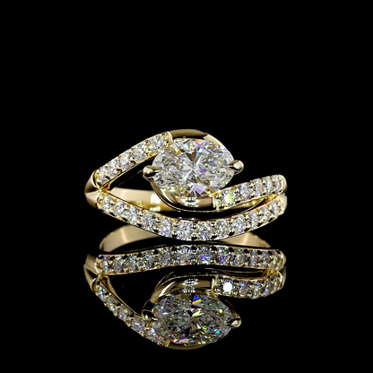 1.44 CTTW Oval Lab Grown Diamond Solitaire Diamond Shank Ring Sz. 6.5 (E Color and VS1 Clarity)
