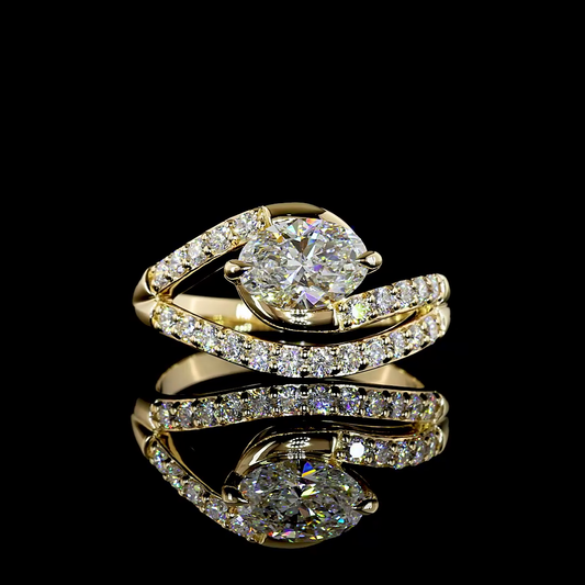 1.44 CTTW Oval Lab Grown Diamond Solitaire Diamond Shank Ring Sz. 6.5 (E Color and VS1 Clarity)