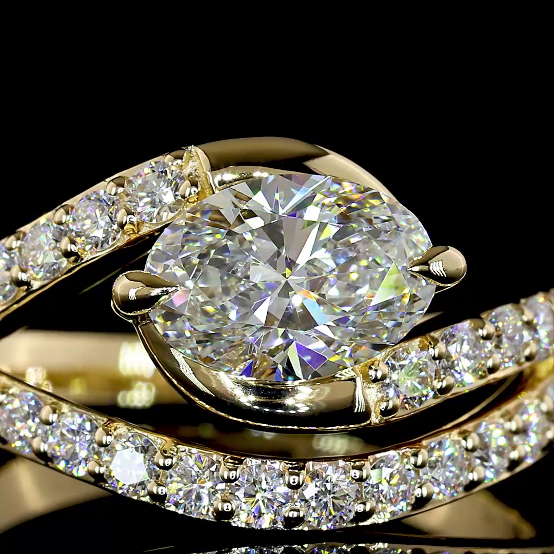 1.44 CTTW Oval Lab Grown Diamond Solitaire Diamond Shank Ring Sz. 6.5 (E Color and VS1 Clarity)