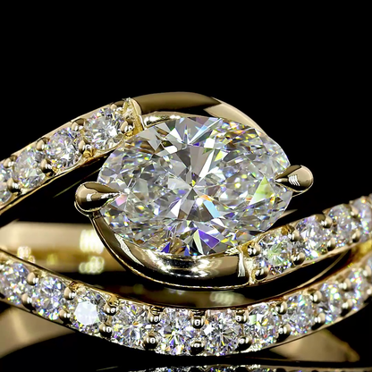 1.44 CTTW Oval Lab Grown Diamond Solitaire Diamond Shank Ring Sz. 6.5 (E Color and VS1 Clarity)