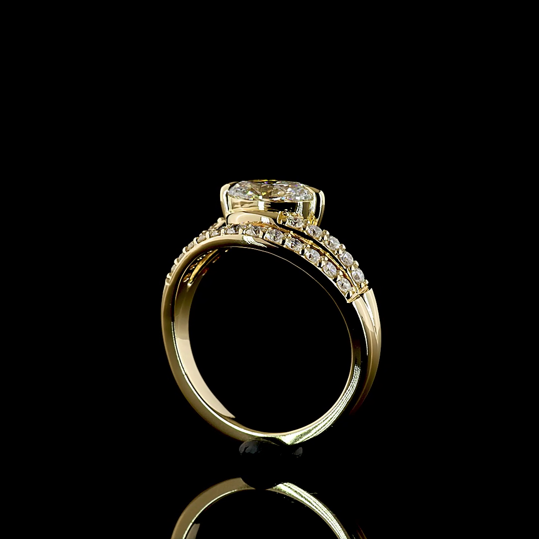1.44 CTTW Oval Lab Grown Diamond Solitaire Diamond Shank Ring Sz. 6.5 (E Color and VS1 Clarity)