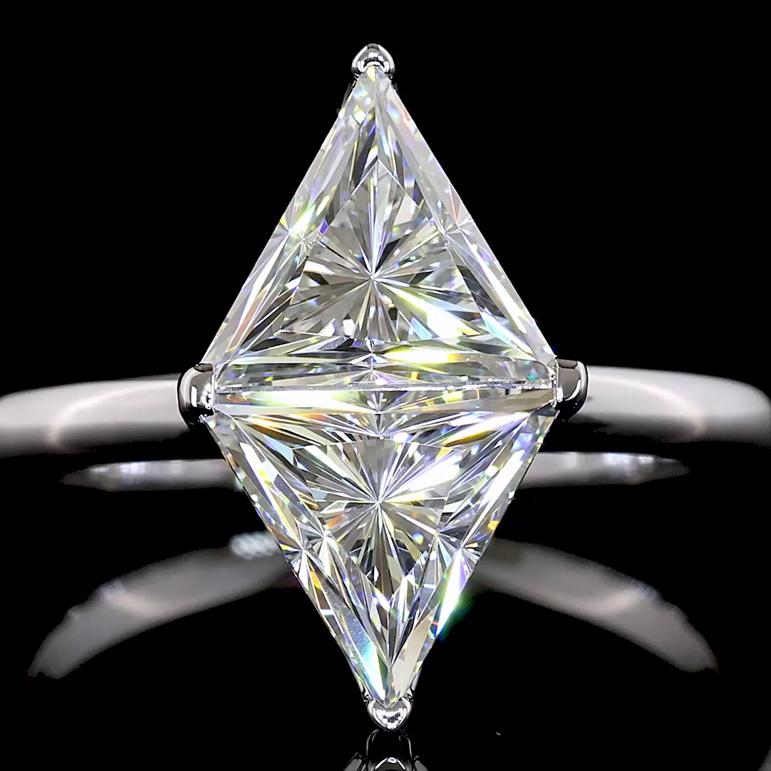 2.51 CTTW Triangle Lab Grown Diamond Toi et Moi Ring Sz. 6 (F Color and VS1 Clarity)