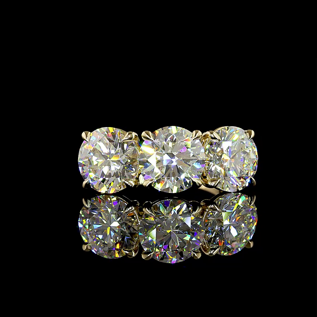 6.13 CTTW Round Lab Grown Diamond 3 Stones Ring Sz. 5.5 (F Color and VS1 Clarity)