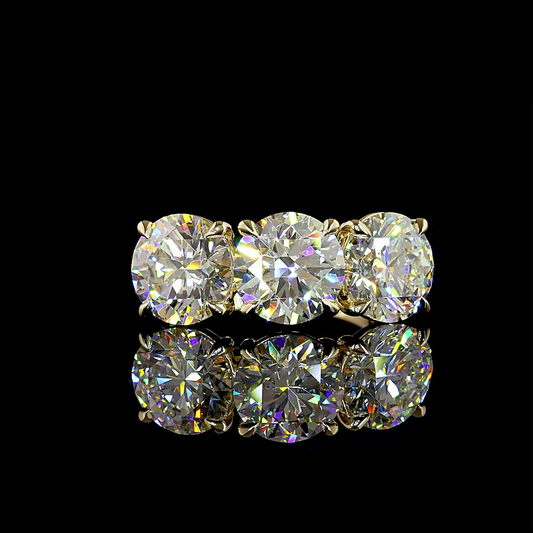 6.13 CTTW Round Lab Grown Diamond 3 Stones Ring Sz. 5.5 (F Color and VS1 Clarity)