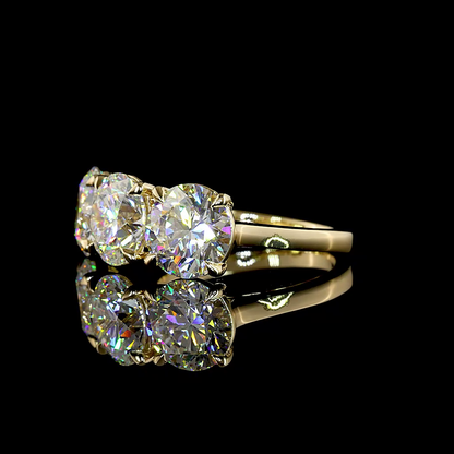6.13 CTTW Round Lab Grown Diamond 3 Stones Ring Sz. 5.5 (F Color and VS1 Clarity)