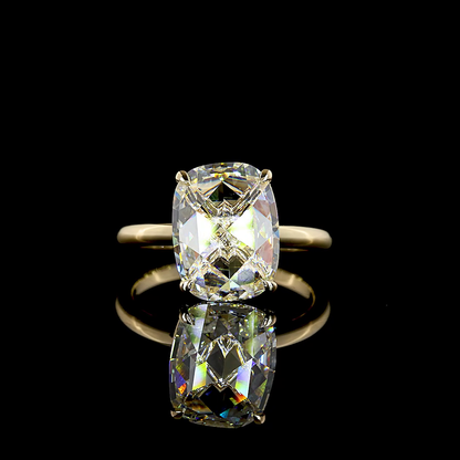 4.09 CT Rose Cut Cushion Lab Grown Diamond Solitaire Ring Sz. 7 (E Color and VVS2 Clarity)