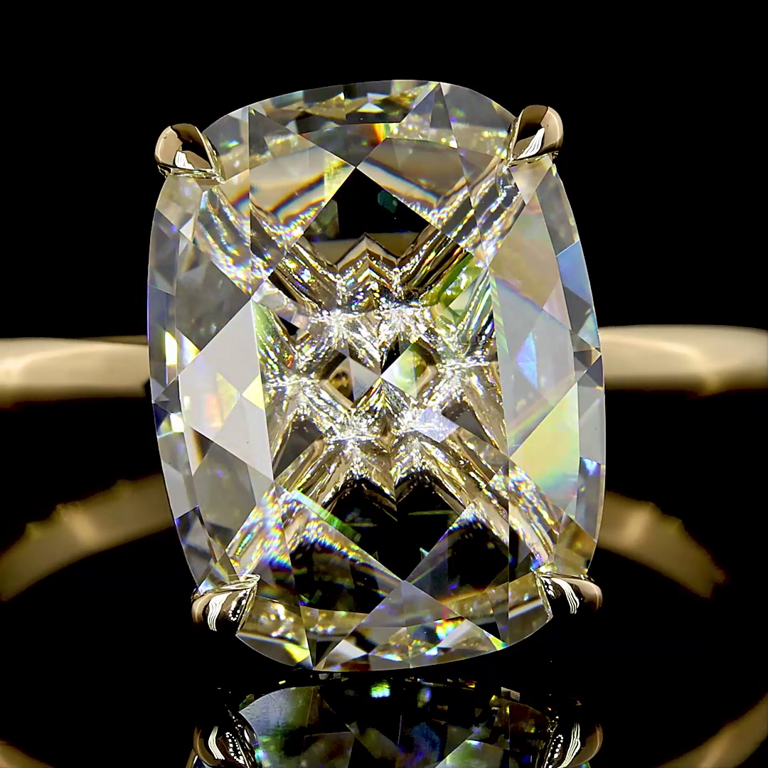 4.09 CT Rose Cut Cushion Lab Grown Diamond Solitaire Ring Sz. 7 (E Color and VVS2 Clarity)