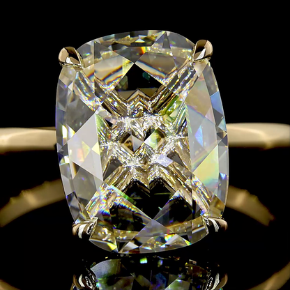 4.09 CT Rose Cut Cushion Lab Grown Diamond Solitaire Ring Sz. 7 (E Color and VVS2 Clarity)