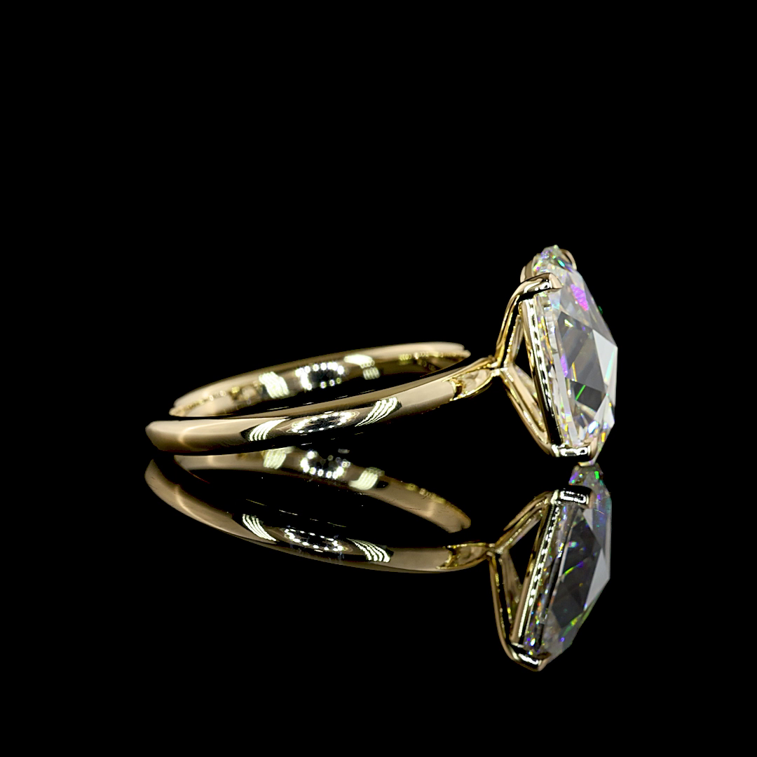 4.09 CT Rose Cut Cushion Lab Grown Diamond Solitaire Ring Sz. 7 (E Color and VVS2 Clarity)