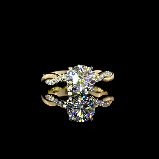 1.63 CTTW Round Lab Grown Diamond Solitaire Diamond Shank Ring Sz. 5.5 (D Color and VS1 Clarity)