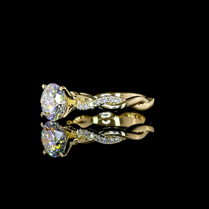 1.63 CTTW Round Lab Grown Diamond Solitaire Diamond Shank Ring Sz. 5.5 (D Color and VS1 Clarity)