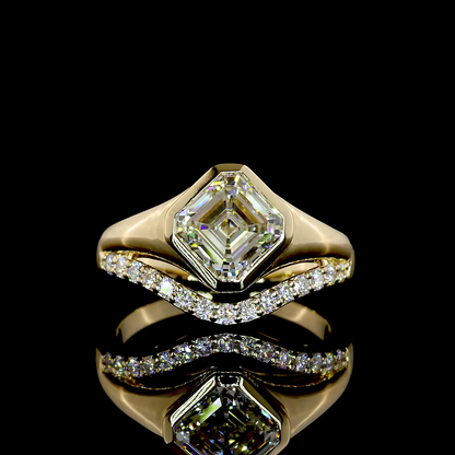 2.48 CTTW Asscher Lab Grown Diamond Solitaire Diamond Shank Ring Sz. 6.5 (F Color and VS1 Clarity)